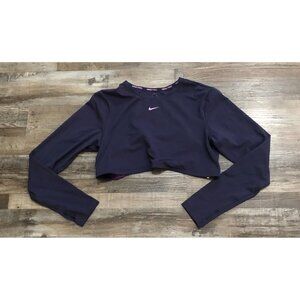Nike Pro Dri-FIT Women's Cropped Long-Sleeve Top XL Purple Strappy Back